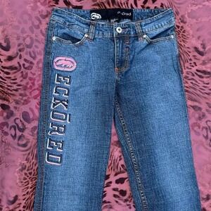 Y2K 04 Ecko Red dark was micro flare/bootcut denim jeans streetwear  grunge